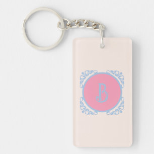 Personalized pink and blue key ring