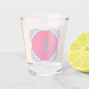 Personalized pink and blue shot glass