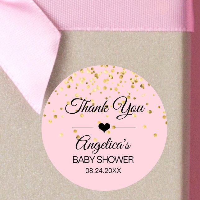 Personalized Pink and Gold Baby Shower Labels (Personalized Pink and Gold Baby Shower Labels)