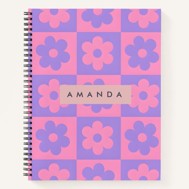 Personalized Pink and Purple Flower  Notebook (Front)
