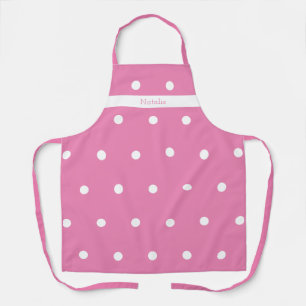 Personalized Pink and White Polka Dot Apron