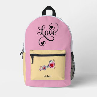 Personalized Pink Backpack with "Love" & Heart Key