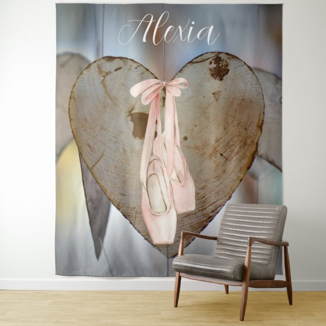Personalized Pink Ballet Dance Studio Backdrop Tapestry (In Situ)