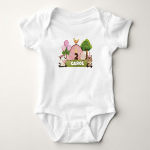 Personalized Pink Barnyard Birthday Baby Bodysuit