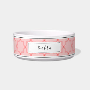 Personalized Pink Blush & White Star Pattern Bowl
