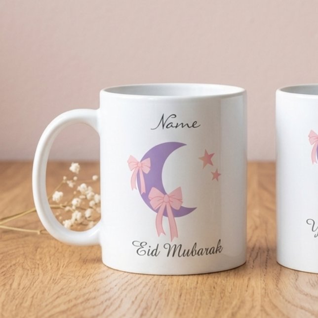 Personalized Pink Bow Moon Eid Coffee Mug (Creator Uploaded)