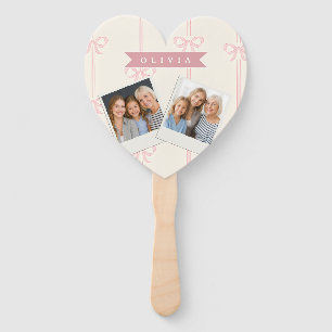 Personalized Pink Bow Name Gift Elegant Coquette Hand Fan