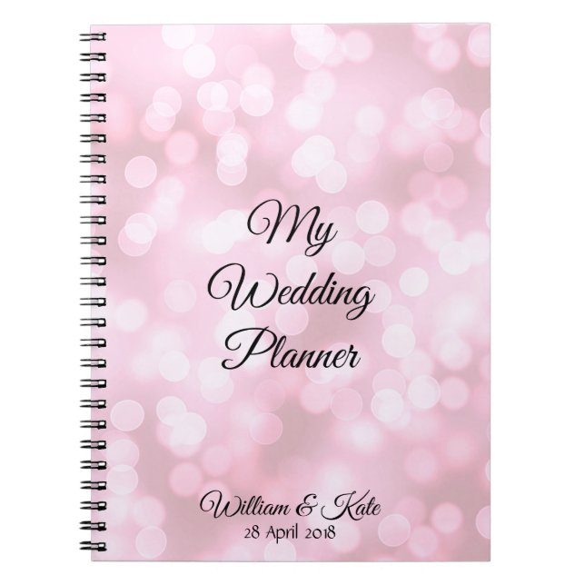 Personalized Pink bubbles Wedding Planner Notebook (Front)