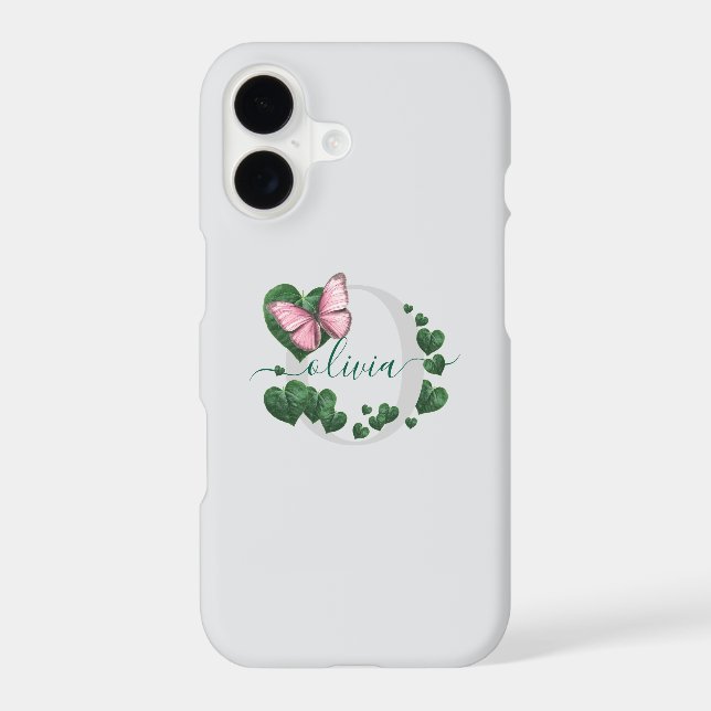 Personalized Pink Butterfly with Green Hearts  (Back)
