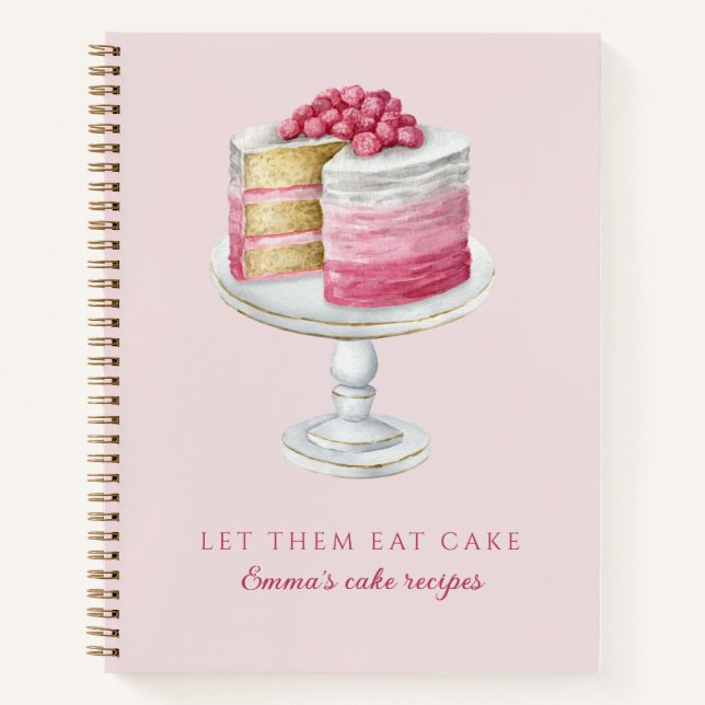 Personalized Pink Cake Recipe  Notebook (Front)