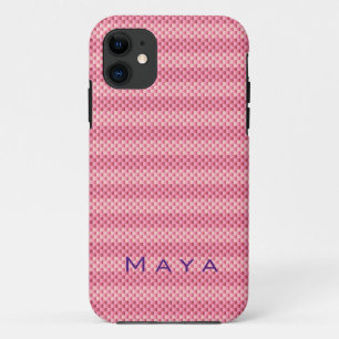 Personalized Pink carbon fiber patterned iPhone 11 Case