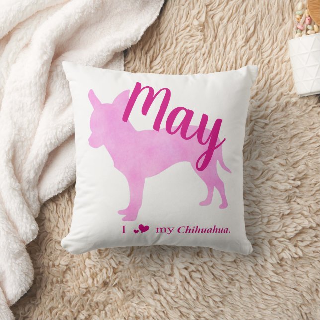 Personalized Pink Chihuahua Throw Pillow チワワ (Blanket)