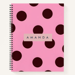 Personalized Pink & Chocolate Polka Dot Notebook