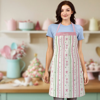 Personalized Pink Coquette Auntie Holiday Apron