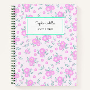 Personalized Pink Coquette Floral Spiral Notebook