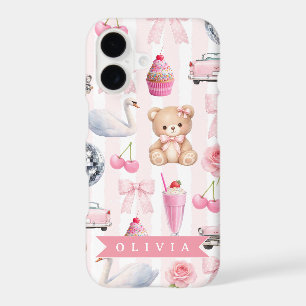 Personalized Pink Coquette Retro Cute Teddy Bear 
