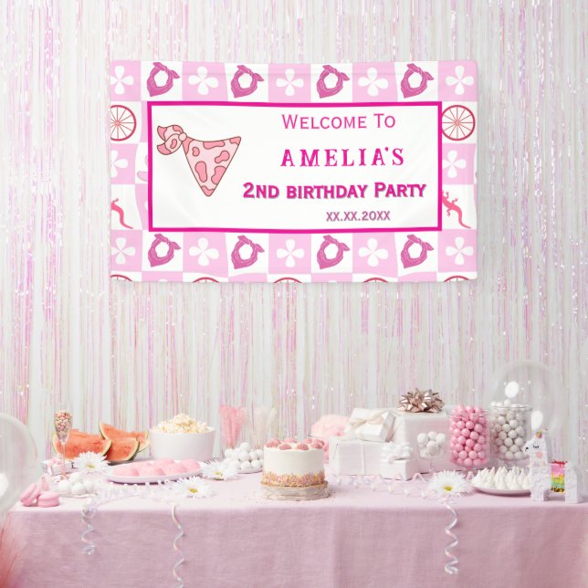 Personalized Pink Cowgirl Birthday Party  Banner (Party)