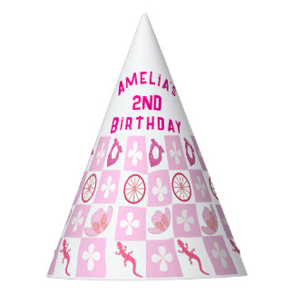 Personalized Pink Cowgirl Checkered Birthday  Party Hat