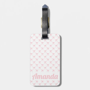 Personalized Pink Cute Coquette Bow Pattern Luggage Tag