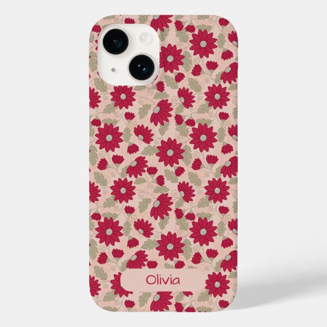 Personalized pink daisies iPhone case (Back)
