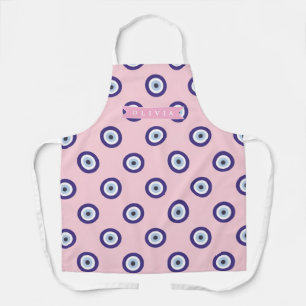Personalized Pink Evil Eye Pattern Gifts With Name Apron