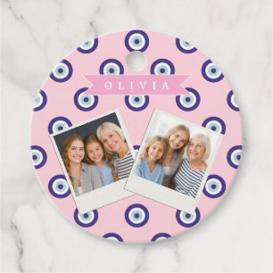 Personalized Pink Evil Eye Pattern Gifts With Name Favour Tags