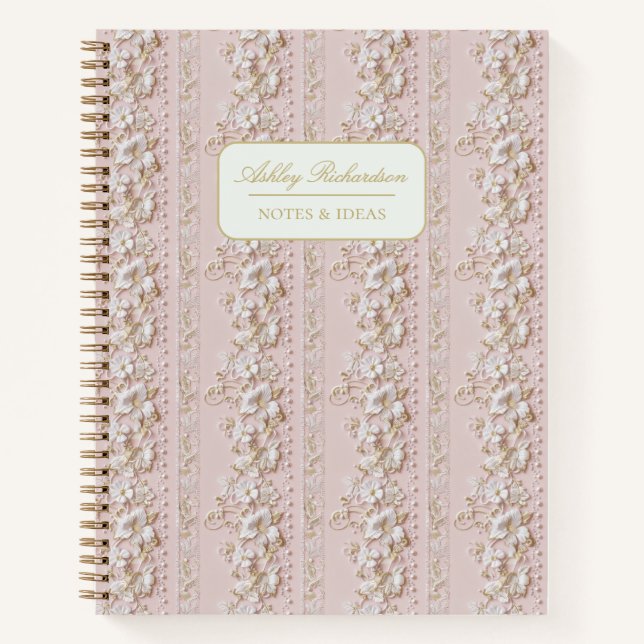 Personalized Pink Floral Notebook (Front)