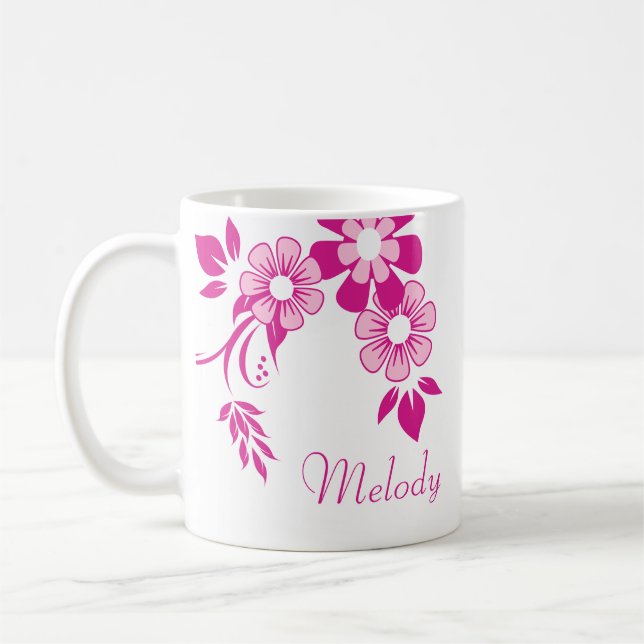Personalized Pink Flower Mug (Left)