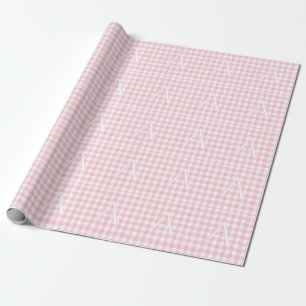 Personalized Pink Gingham Baby Girl Monogram Wrapping Paper