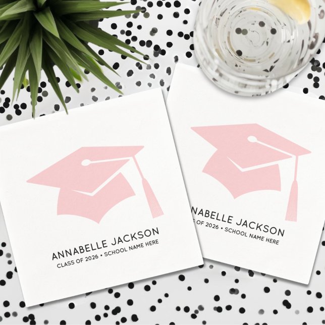 Personalized Pink Graduation Napkin (Personalized Pink Graduation Napkins)