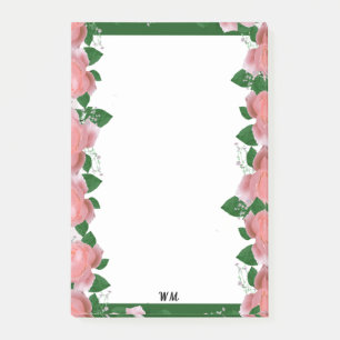 Personalized Pink & Green Florals Post-it Notes