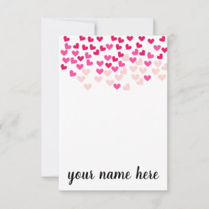 Personalized Pink Hearts Girls Notecards
