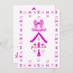 Personalized Pink House It's a Girl Invitation