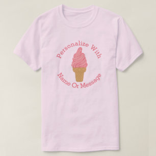 PERSONALIZED Pink Ice Cream Cone T-Shirt