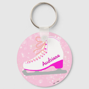 Personalized Pink Ice Skate Cute Figure Skater's Key Ring