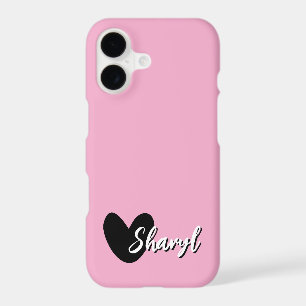 Personalized pink iPhone case with cute heart logo