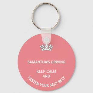 Personalized pink Keep Calm girly driving Key Ring