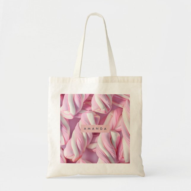 Personalized Pink Marshmallow Twist  Tote Bag (Front)