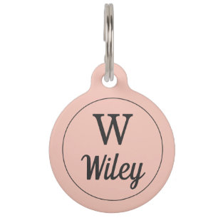 Personalized Pink Monogram Pet Name Pet ID Tag