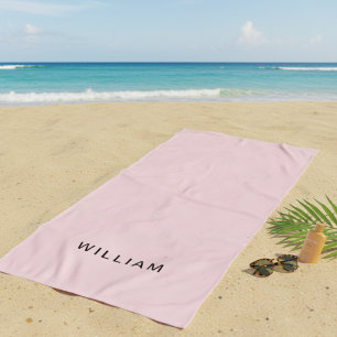 Personalized Pink & Name Monogram Elegant Custom Beach Towel