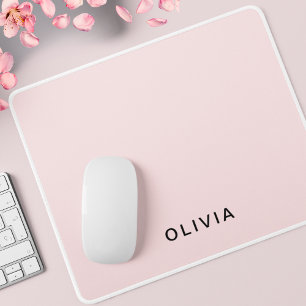 Personalized Pink & Name Monogram   Elegant Custom Mouse Pad