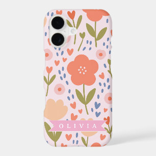 Personalized pink nordic cute folk floral pattern