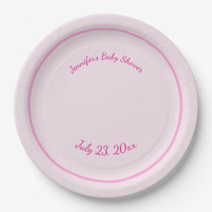 Personalized Pink Paper Plate