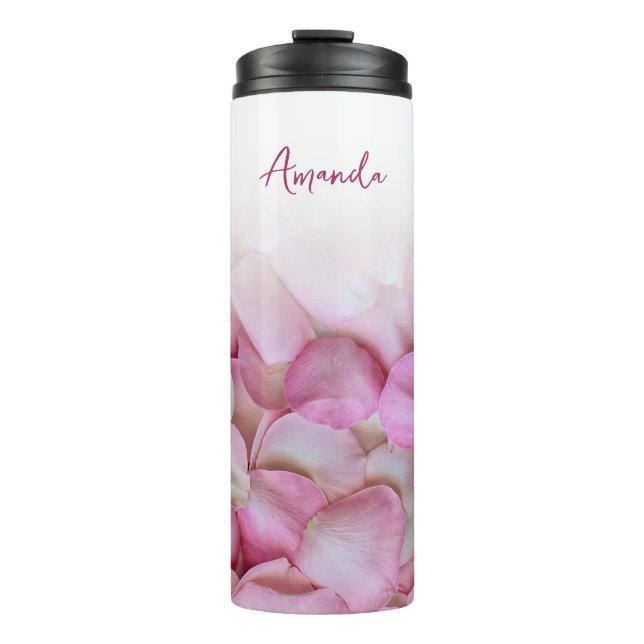PERSONALIZED PINK PETALS THERMAL TUMBLER (Front)
