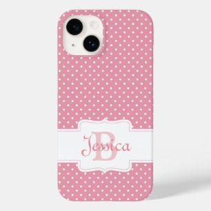 Personalized Pink Polka Dot Case-Mate iPhone 14 Case