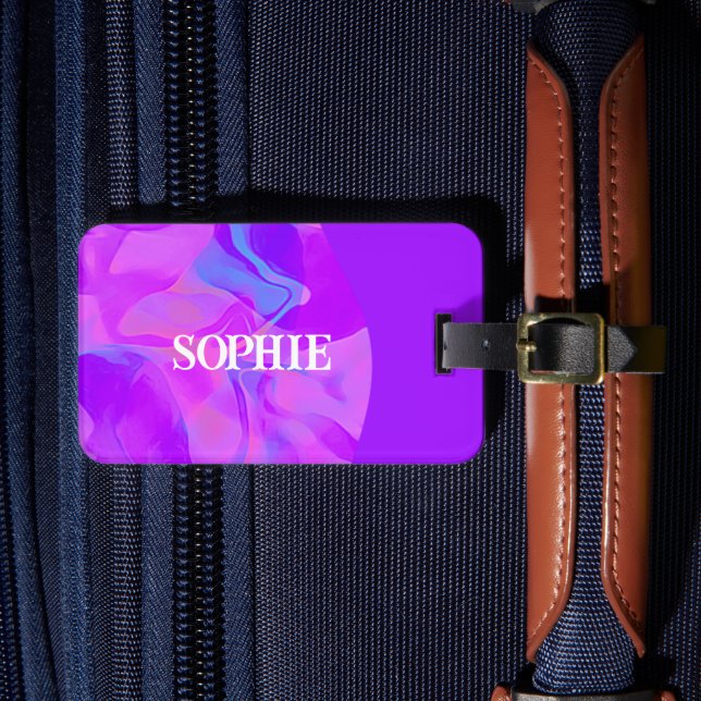 Personalized Pink Purple Stylish Travel Luggage Tag (Front Insitu 4)