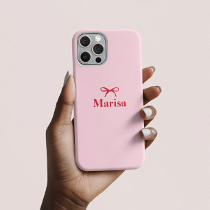 Personalized Pink & Red Bow Name   Custom Elegant  iPhone 16 Pro Case