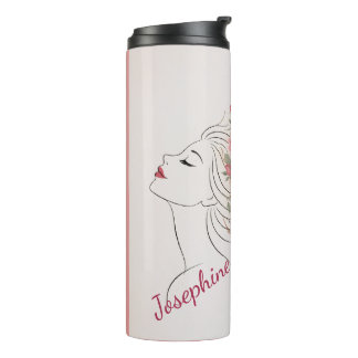 Personalized Pink Rose Floral Hair Woman Elegant  Thermal Tumbler