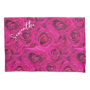 PERSONALIZED PINK ROSES PATTERN PILLOWCASE