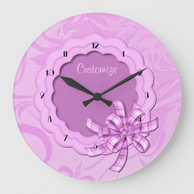 Personalized Pink Scalloped Frame Wall Clock (Front)